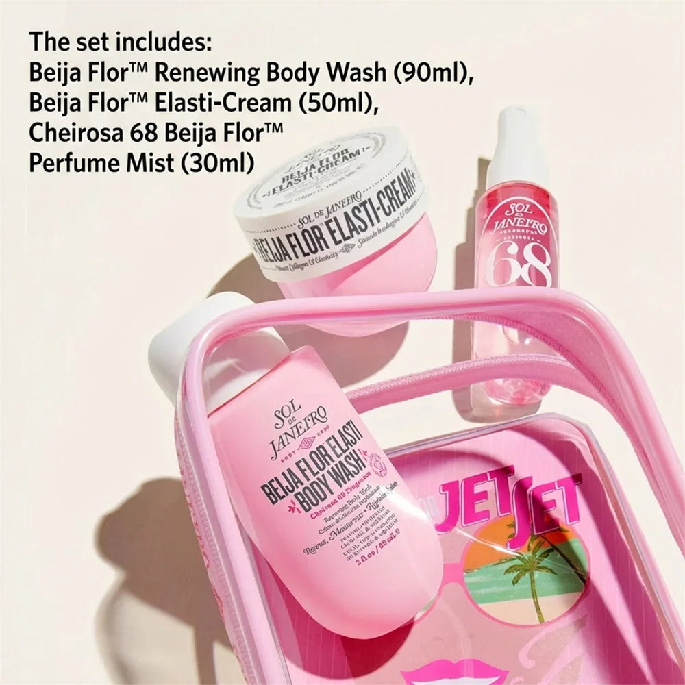 Ensemble Sol De Janeiro 62 68 59 40 avec brume parfumée 30 ml, huile de douche 90 ml, beurre corporel 50 ml, pour les cheveux et le corps, longue durée