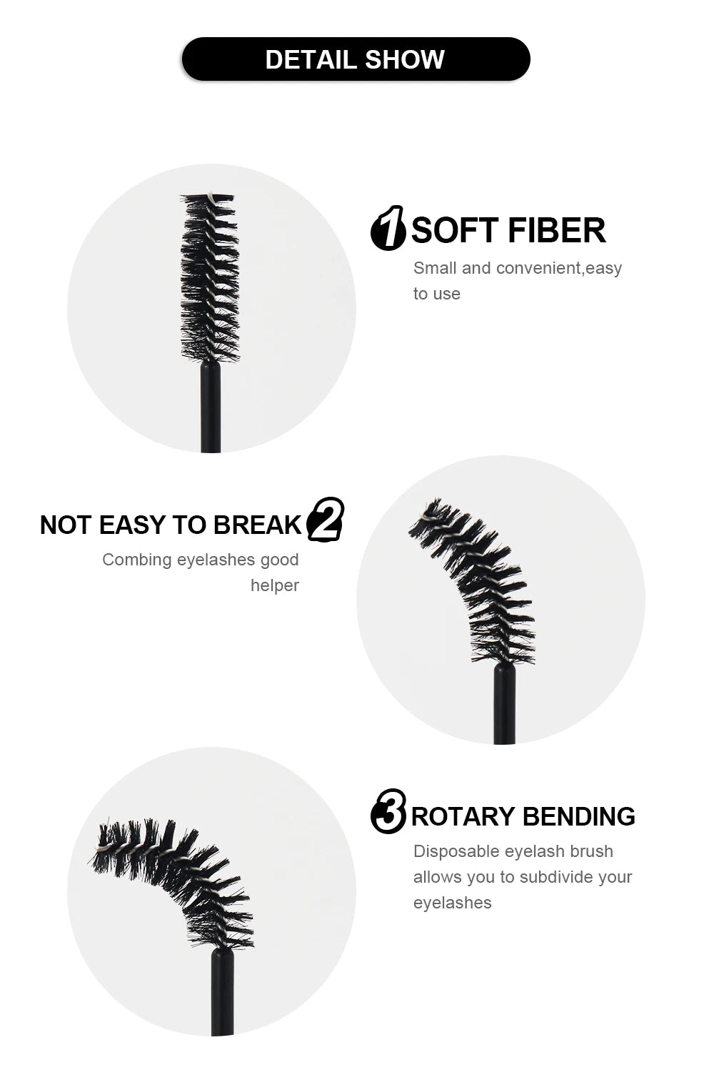 ANNAFRIS-Brosse à cils en cristal, tête souple, outil de maquillage, baguette d'extension de cils, mascara, 50 pièces