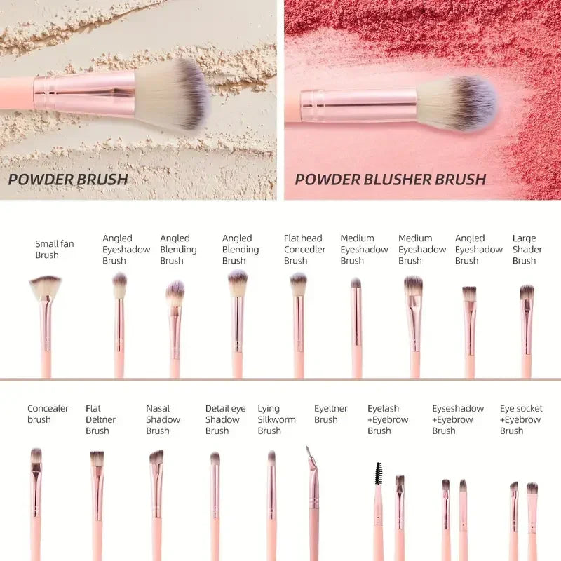 Kit de maquillage rose 20/40, ensemble complet de pinceaux de maquillage, grand ensemble comprend des pinceaux doux, mélangeur de beauté, cadeau d'anniversaire, de noël et du nouvel an