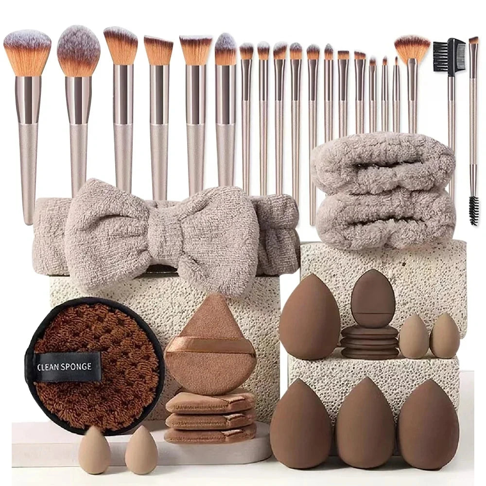 Kit de maquillage rose 20/40, ensemble complet de pinceaux de maquillage, grand ensemble comprend des pinceaux doux, mélangeur de beauté, cadeau d'anniversaire, de noël et du nouvel an