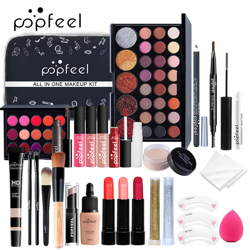 POPFEEL-Kit de Maquillage Tout-en-Un pour Femme, Ensemble Complet, avec Fard à Paupières, Eyelblogueur