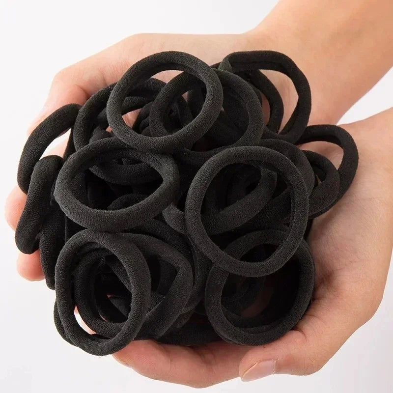Bandes de cheveux à haute élasticité pour femmes et filles, bandeau noir basique, porte-queue de cheval Simple, couvre-chef, accessoires pour cheveux