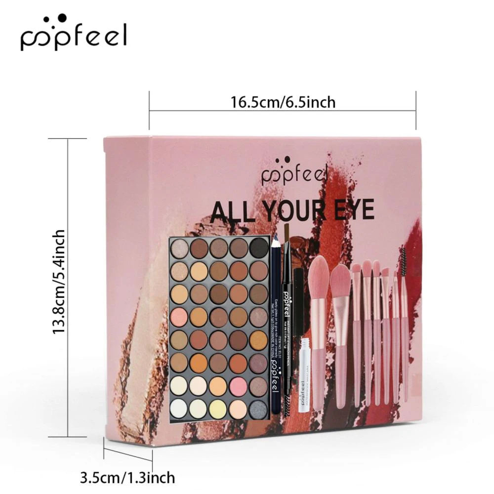 POPFEEL ensemble de maquillage pour les yeux 40 couleurs fard à paupières Palette crayon à sourcils Eyeliner stylo Mascara avec un ensemble de pinceaux de maquillage cosmétiques pour les yeux