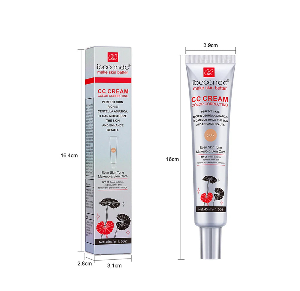Crème CC Correctrice de Couleur 45/15ml Hydratante, Imperméable et Anti-Transpiration – Maquillage Pré-Base Longue Durée – Crème CC Transformante