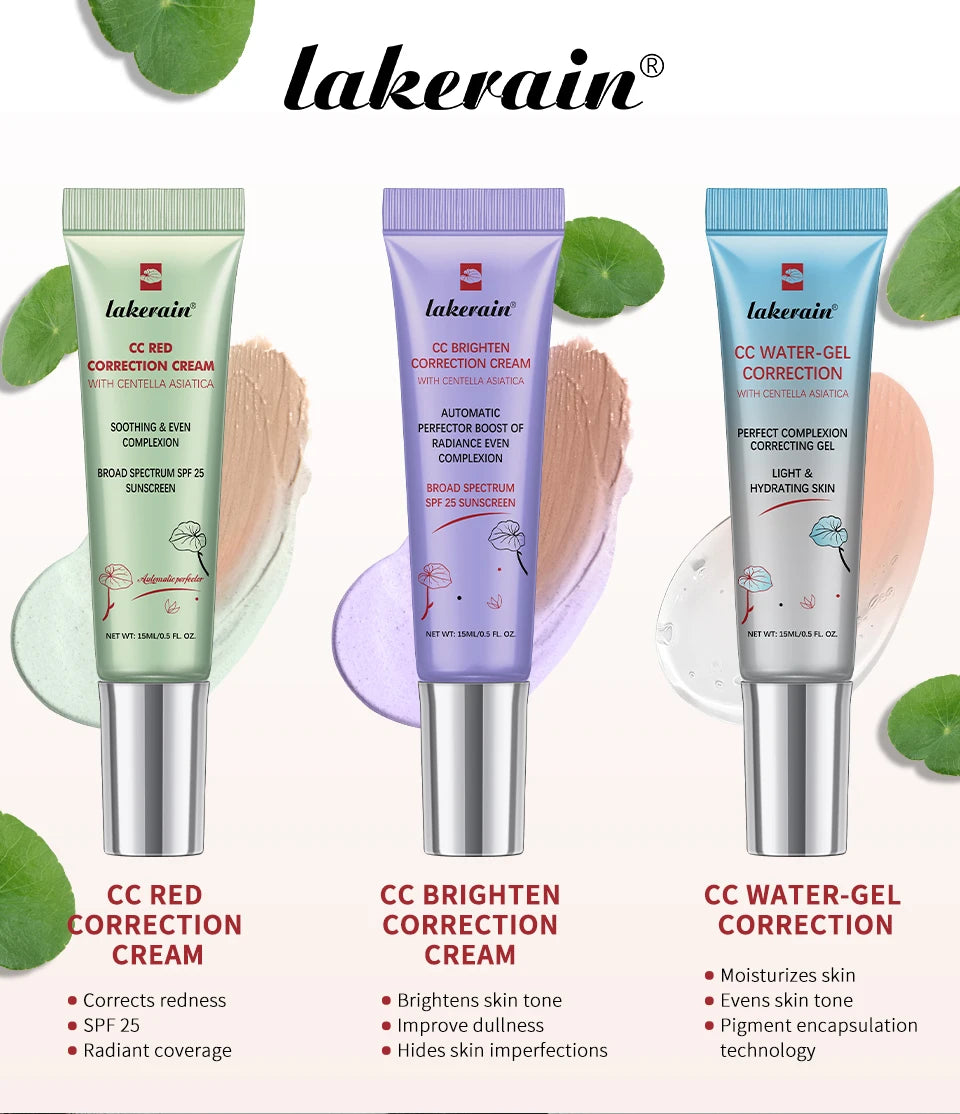Crème CC Correctrice de Couleur 45/15ml Hydratante, Imperméable et Anti-Transpiration – Maquillage Pré-Base Longue Durée – Crème CC Transformante