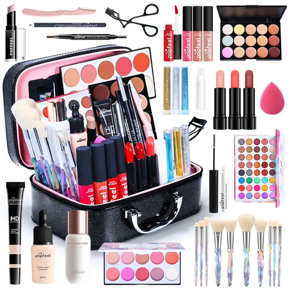 POPFEEL-Kit de Maquillage Tout-en-Un pour Femme, Ensemble Complet, avec Fard à Paupières, Eyelblogueur