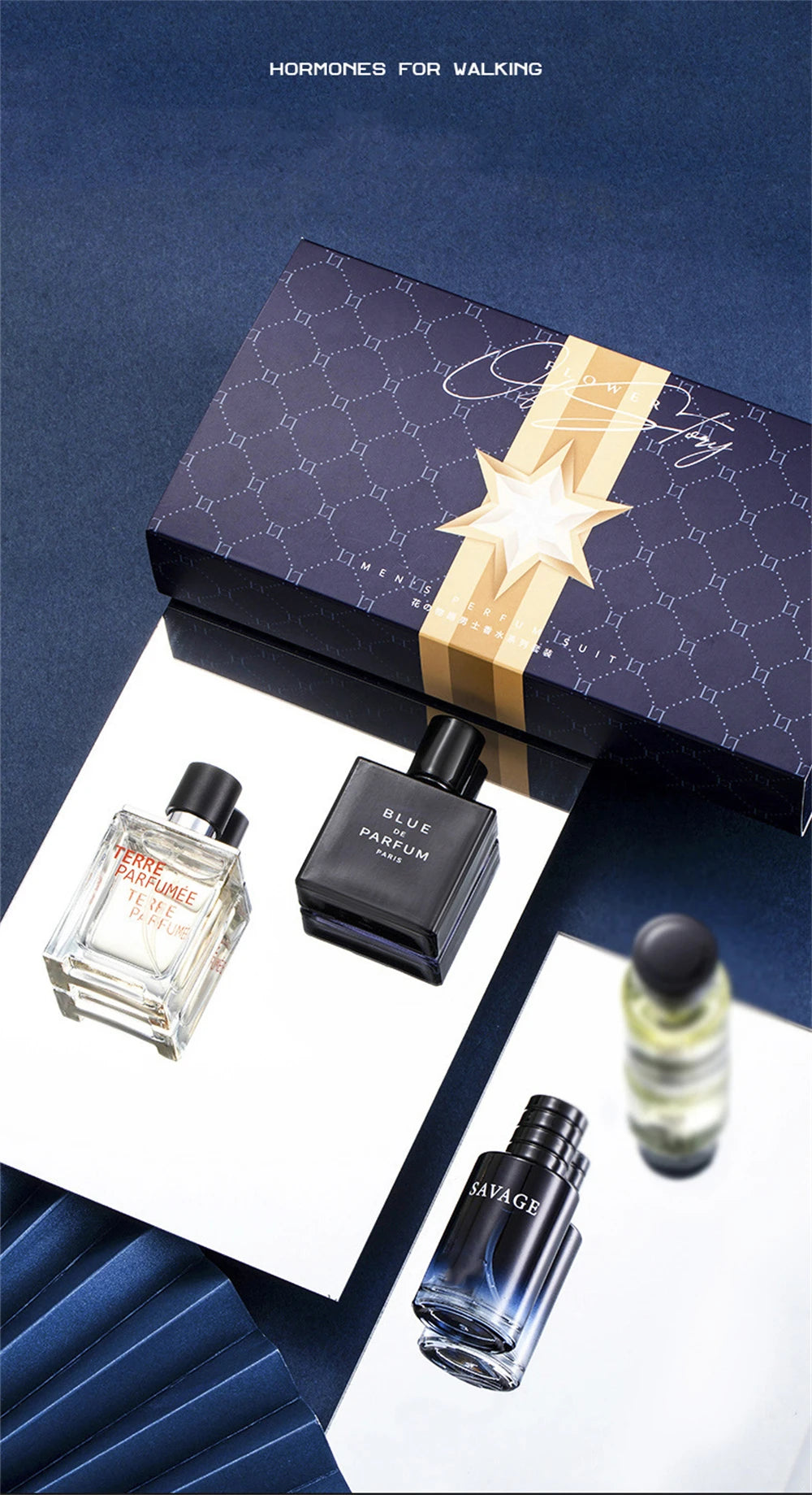 Marque de luxe Parfum hommes Cologne 100ml Parfums Homme coffret cadeau 4 pièces ensemble Parfums Masculinos naturel Floral fruité parfum Spray