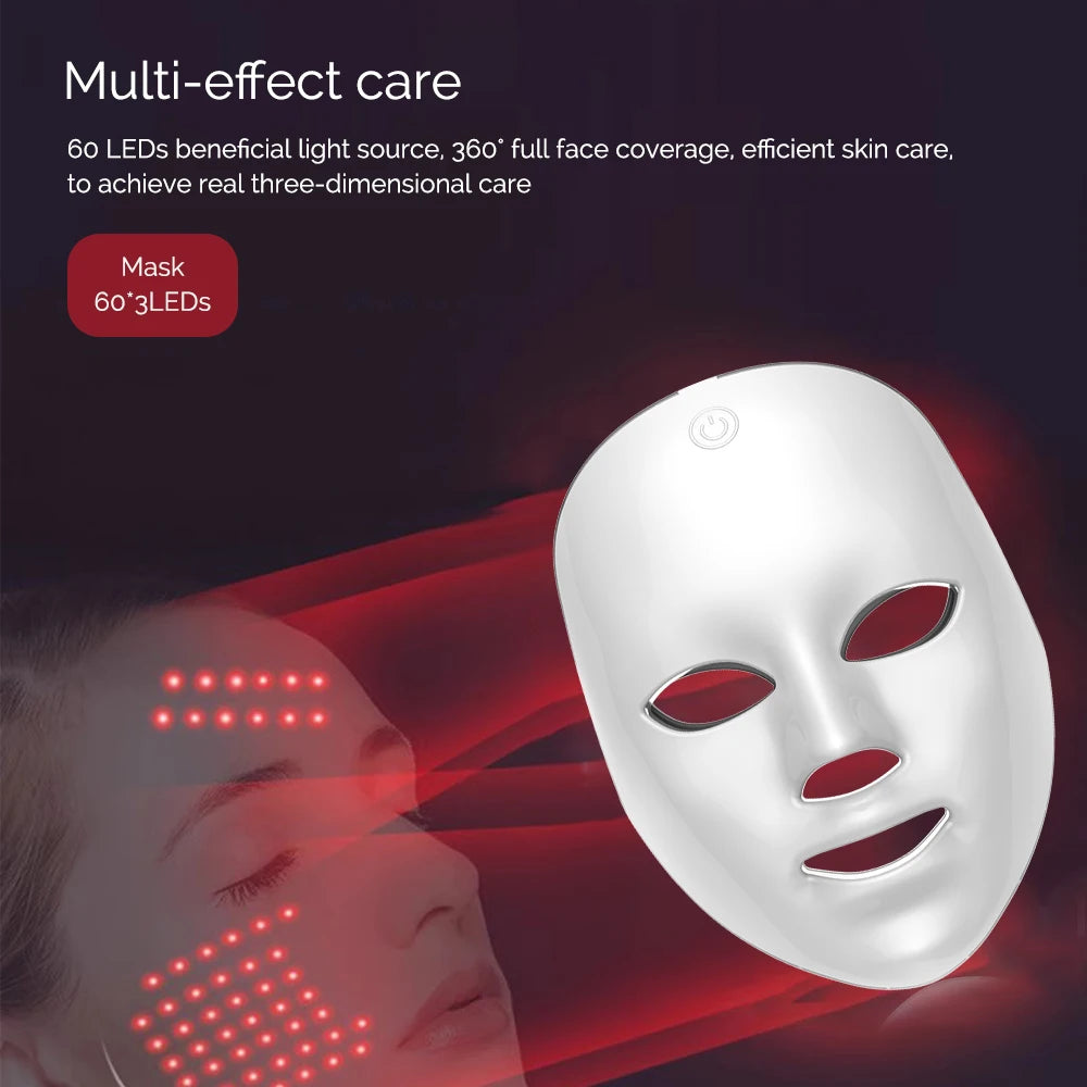 Machine de beauté pour le visage sans fil, masque facial à photons, 7 couleurs, LED, raffermissement de la peau, rajeunissement du cou