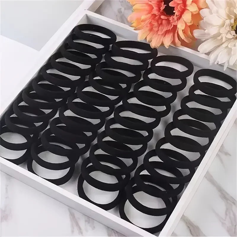Bandes de cheveux à haute élasticité pour femmes et filles, bandeau noir basique, porte-queue de cheval Simple, couvre-chef, accessoires pour cheveux