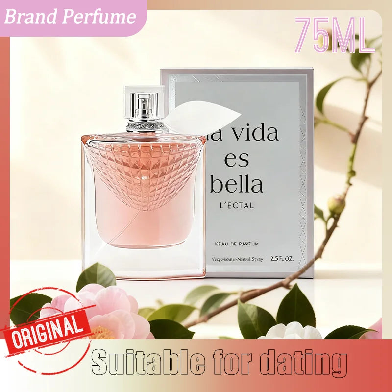 Parfum de marque 75 ml, senteur florale douce et élégante, parfum longue durée avec une sensation douce et sucrée, choix idéal pour une date.