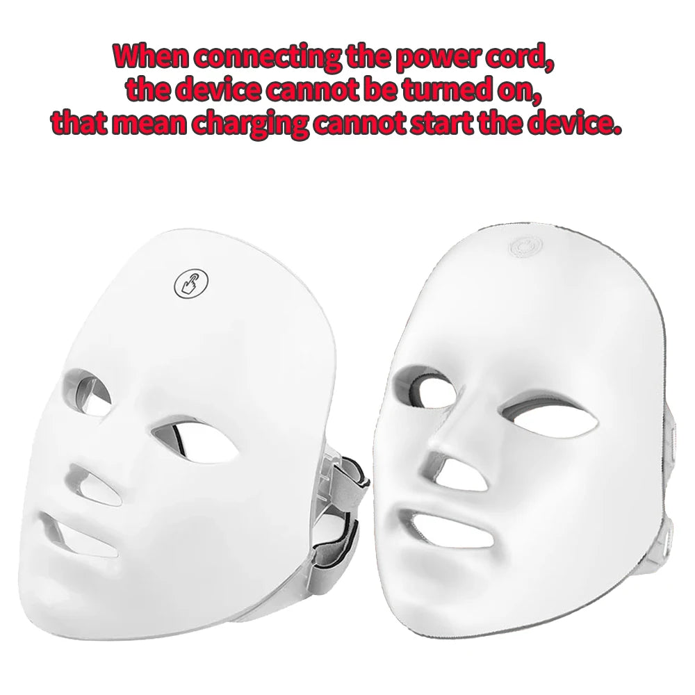 Machine de beauté pour le visage sans fil, masque facial à photons, 7 couleurs, LED, raffermissement de la peau, rajeunissement du cou