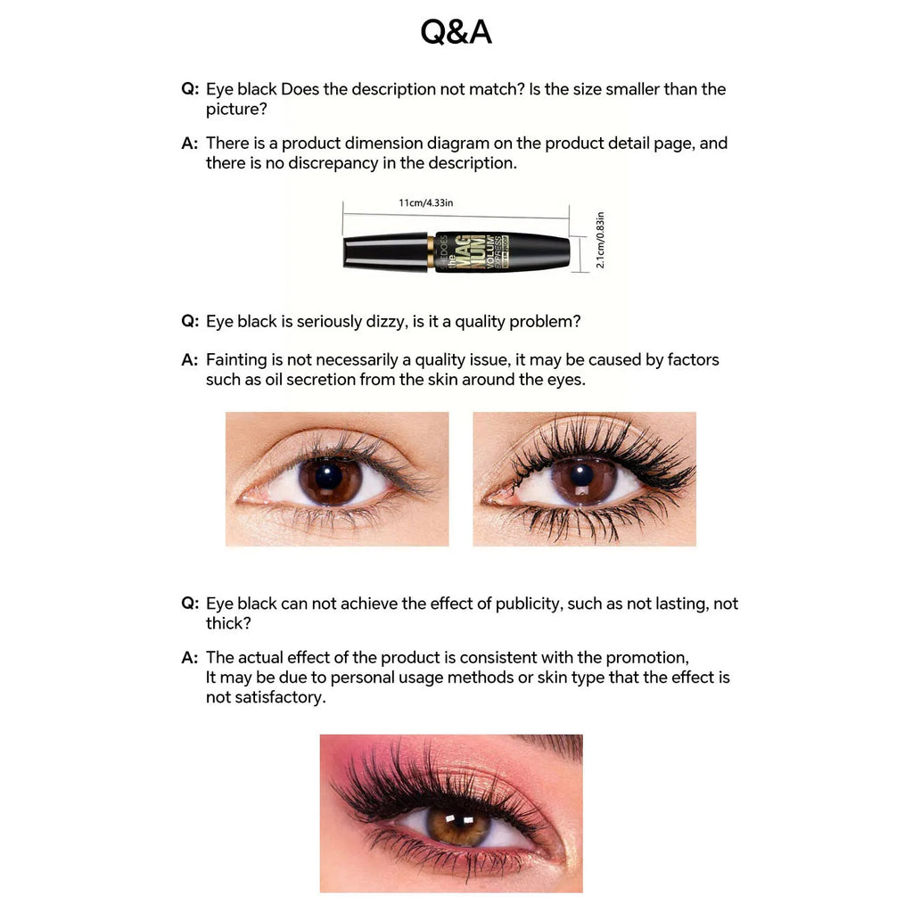 Mascara noir 4D, fibre liquide, imperméable, UNIS issant, allongeant, curling