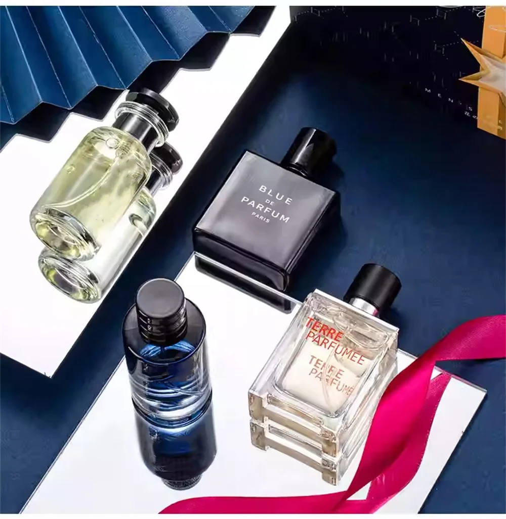 Marque de luxe Parfum hommes Cologne 100ml Parfums Homme coffret cadeau 4 pièces ensemble Parfums Masculinos naturel Floral fruité parfum Spray