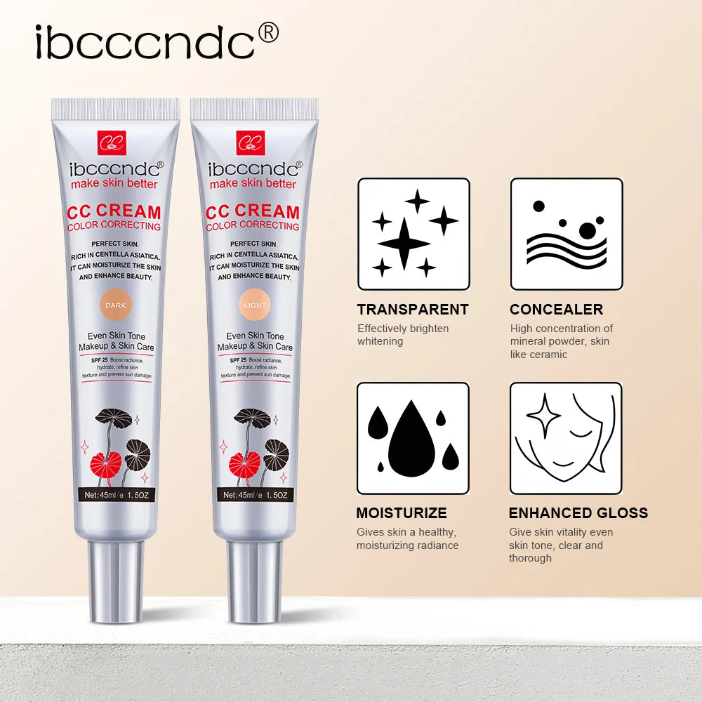 Crème CC Correctrice de Couleur 45/15ml Hydratante, Imperméable et Anti-Transpiration – Maquillage Pré-Base Longue Durée – Crème CC Transformante
