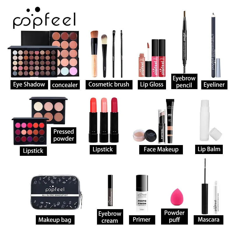 POPFEEL-Kit de Maquillage Tout-en-Un pour Femme, Ensemble Complet, avec Fard à Paupières, Eyelblogueur