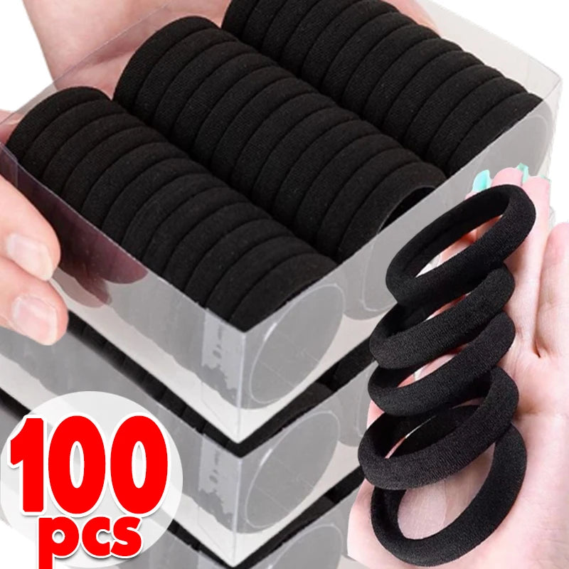 Bandes de cheveux à haute élasticité pour femmes et filles, bandeau noir basique, porte-queue de cheval Simple, couvre-chef, accessoires pour cheveux