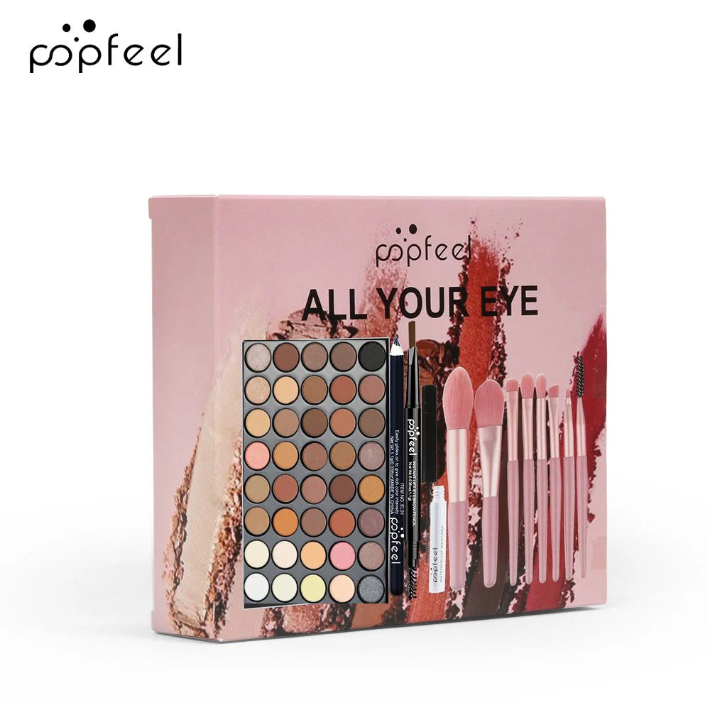 POPFEEL ensemble de maquillage pour les yeux 40 couleurs fard à paupières Palette crayon à sourcils Eyeliner stylo Mascara avec un ensemble de pinceaux de maquillage cosmétiques pour les yeux