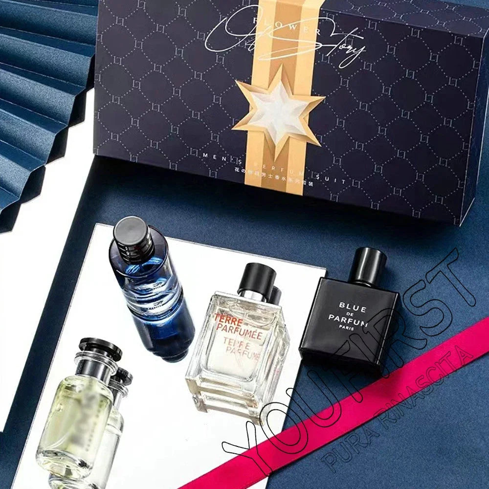 Marque de luxe Parfum hommes Cologne 100ml Parfums Homme coffret cadeau 4 pièces ensemble Parfums Masculinos naturel Floral fruité parfum Spray