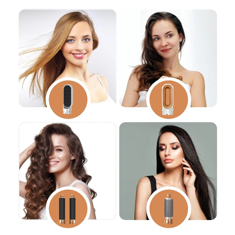 Sèche-cheveux 5 en 1, ensemble de peignes chauds, fer à friser professionnel, lisseur, outil de coiffure pour sèche-cheveux professionnel domestique