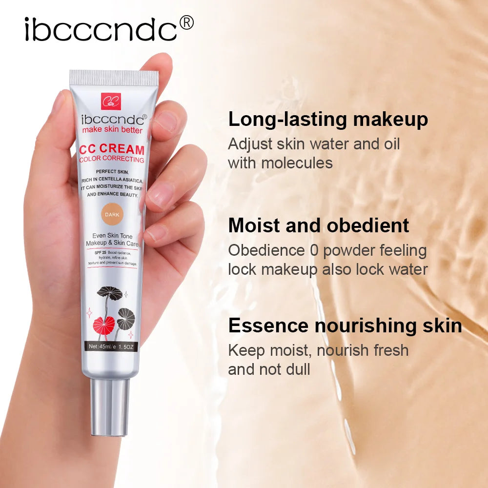 Crème CC Correctrice de Couleur 45/15ml Hydratante, Imperméable et Anti-Transpiration – Maquillage Pré-Base Longue Durée – Crème CC Transformante