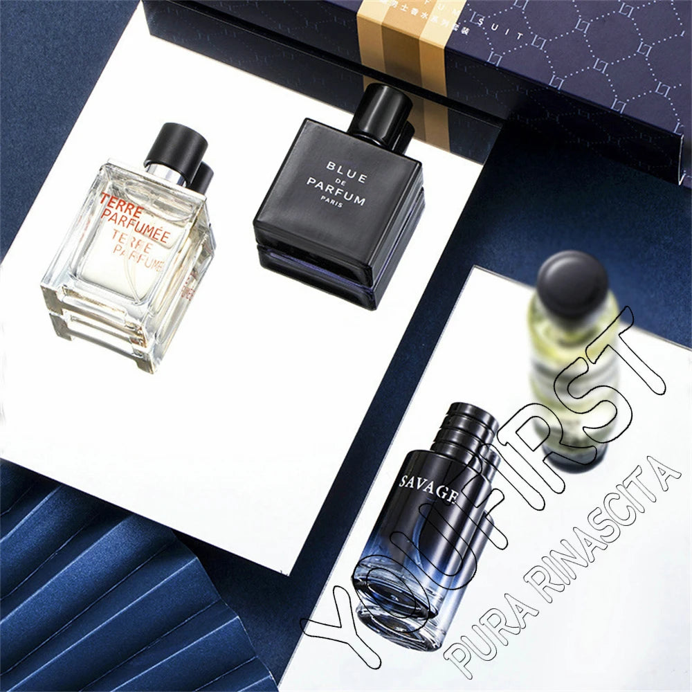 Marque de luxe Parfum hommes Cologne 100ml Parfums Homme coffret cadeau 4 pièces ensemble Parfums Masculinos naturel Floral fruité parfum Spray