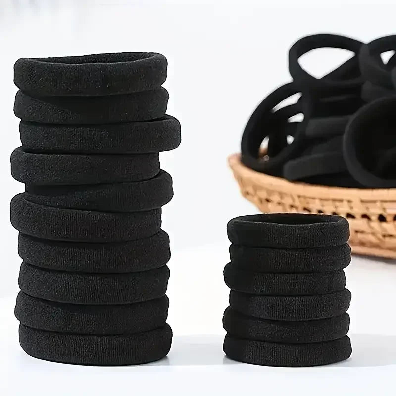 Bandes de cheveux à haute élasticité pour femmes et filles, bandeau noir basique, porte-queue de cheval Simple, couvre-chef, accessoires pour cheveux