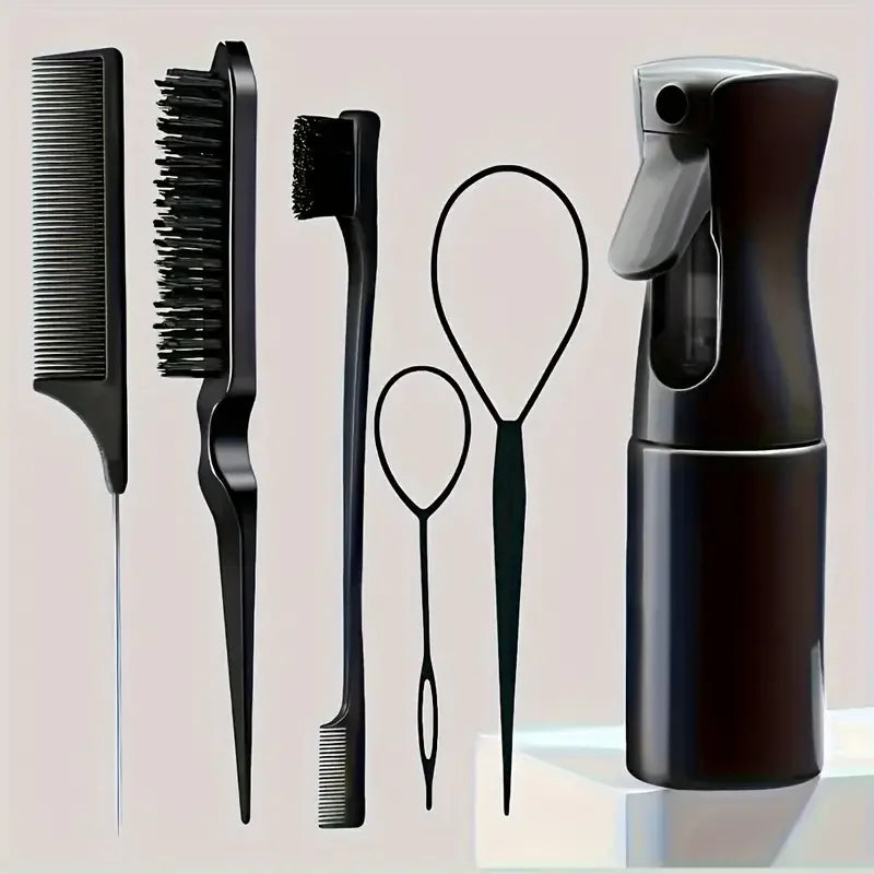 6 pièces/ensemble ensemble de brosses à cheveux coiffure vaporisateur bouteille cheveux tressage boucle Rat queue peigne taquin cheveux Brsuh bord contrôle brosse à cheveux