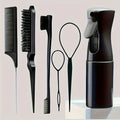 6 pièces/ensemble ensemble de brosses à cheveux coiffure vaporisateur bouteille cheveux tressage boucle Rat queue peigne taquin cheveux Brsuh bord contrôle brosse à cheveux