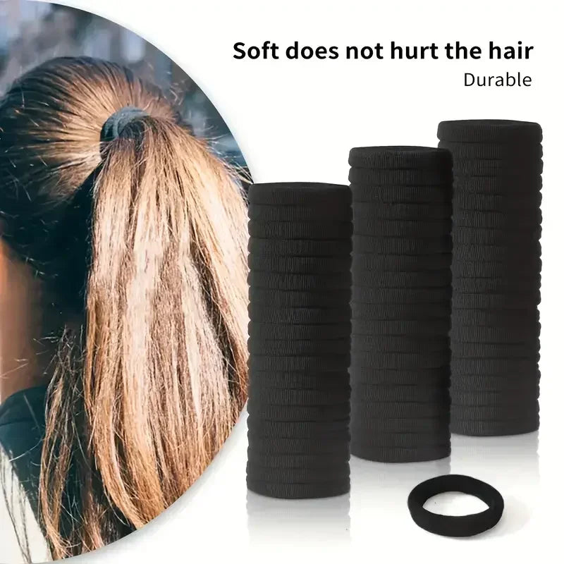 Bandes de cheveux à haute élasticité pour femmes et filles, bandeau noir basique, porte-queue de cheval Simple, couvre-chef, accessoires pour cheveux
