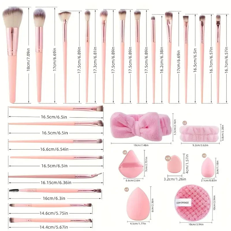 Kit de maquillage rose 20/40, ensemble complet de pinceaux de maquillage, grand ensemble comprend des pinceaux doux, mélangeur de beauté, cadeau d'anniversaire, de noël et du nouvel an