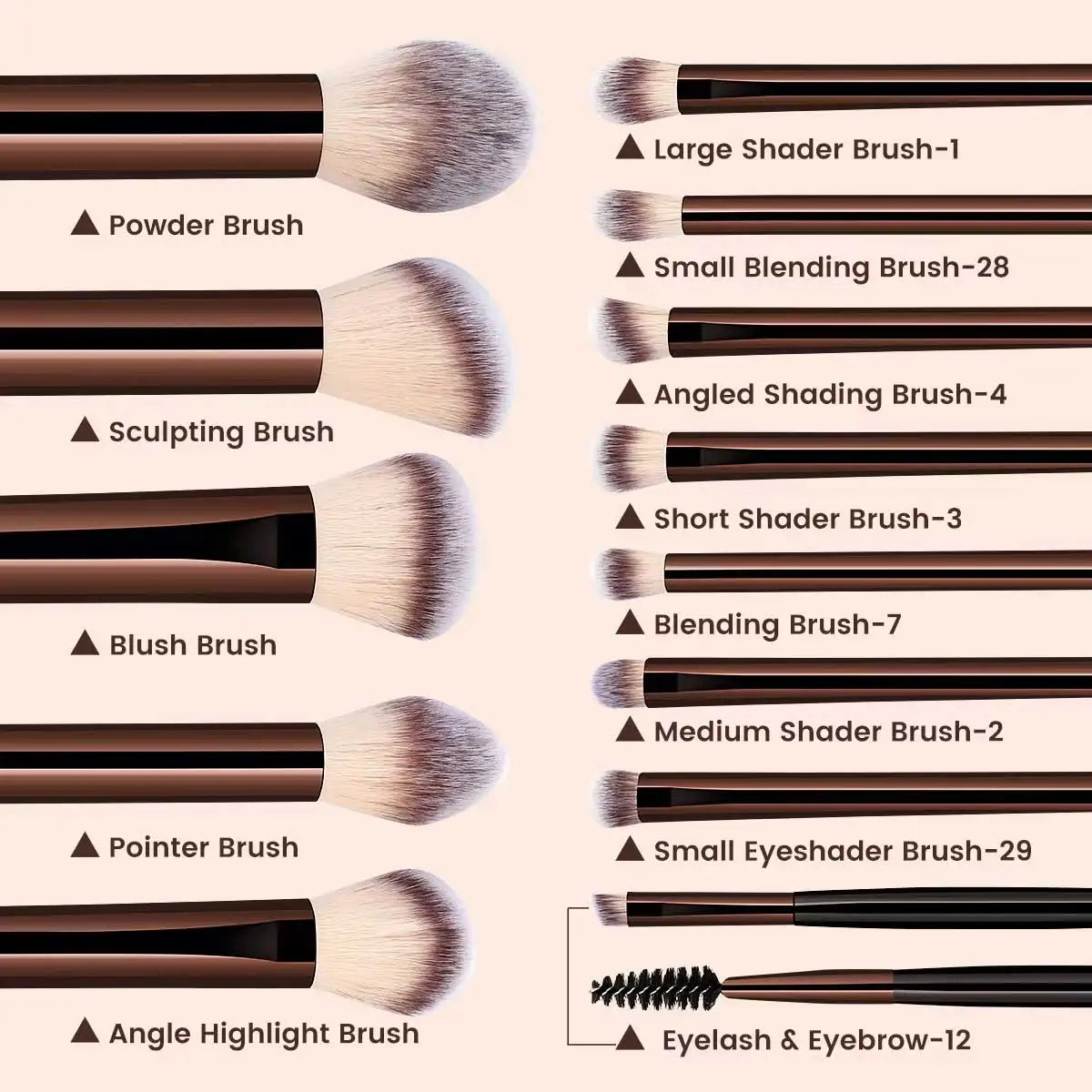 Ensemble de pinceaux de maquillage, 13 pièces, fond de teint, correcteur, poudre, fard à paupières, Blush, mélange Kabuki, outil de beauté cosmétique pour le visage