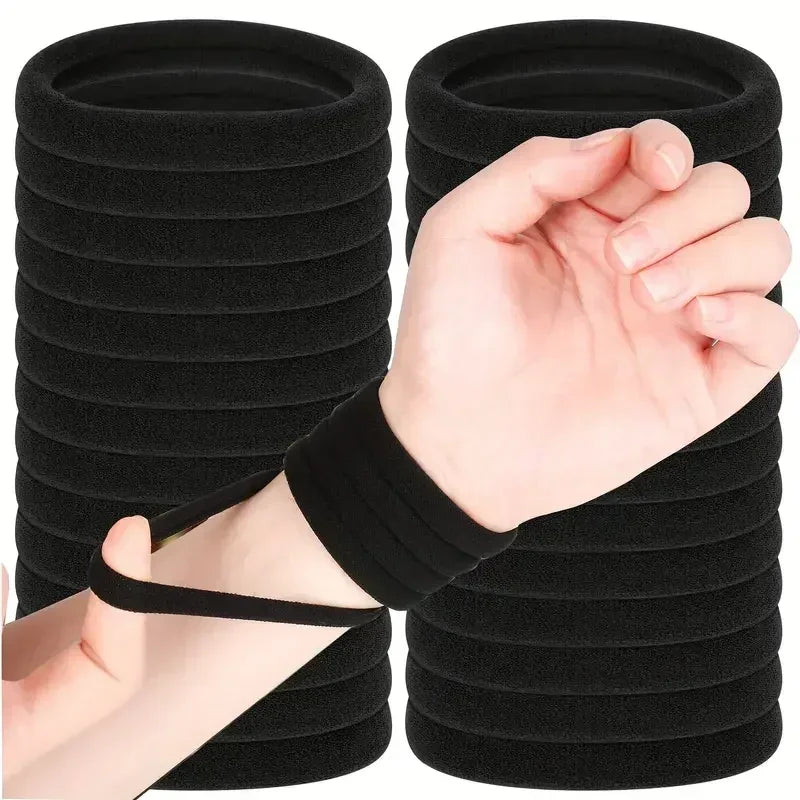 Bandes de cheveux à haute élasticité pour femmes et filles, bandeau noir basique, porte-queue de cheval Simple, couvre-chef, accessoires pour cheveux