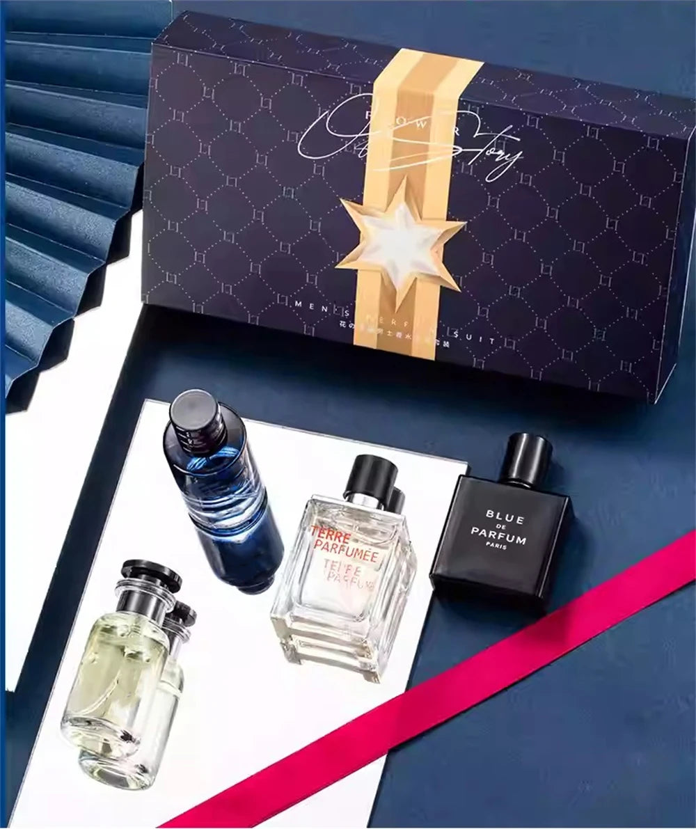 Marque de luxe Parfum hommes Cologne 100ml Parfums Homme coffret cadeau 4 pièces ensemble Parfums Masculinos naturel Floral fruité parfum Spray