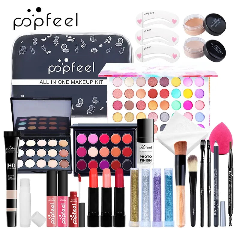 POPFEEL-Kit de Maquillage Tout-en-Un pour Femme, Ensemble Complet, avec Fard à Paupières, Eyelblogueur