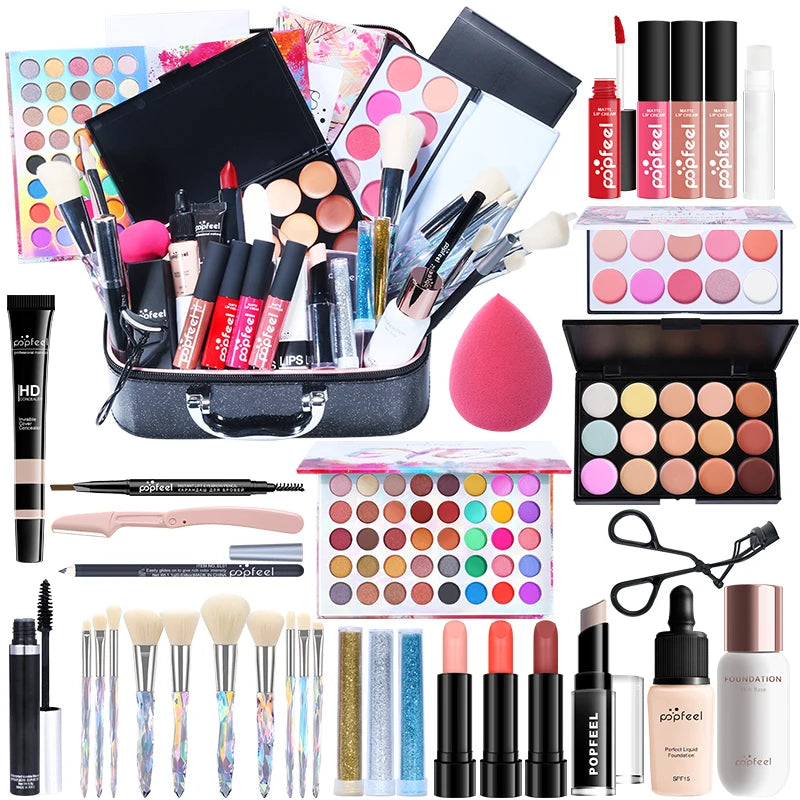 POPFEEL-Kit de Maquillage Tout-en-Un pour Femme, Ensemble Complet, avec Fard à Paupières, Eyelblogueur